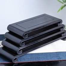 紫光檀书卷底座红木雕刻工艺品摆件实木托架长方形花盆瓶佛像木座