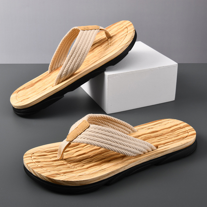 Flip-Flops Men's New Summer Anti-Slip and Anti-Odor Slippers for Outer Wear Eva Webbing Flip-Flops Wear-Resistant Camping Style Sandals