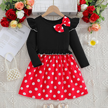 外贸定制童装连衣裙春季裙子款小童洋气女童圆点春秋长袖儿童春装