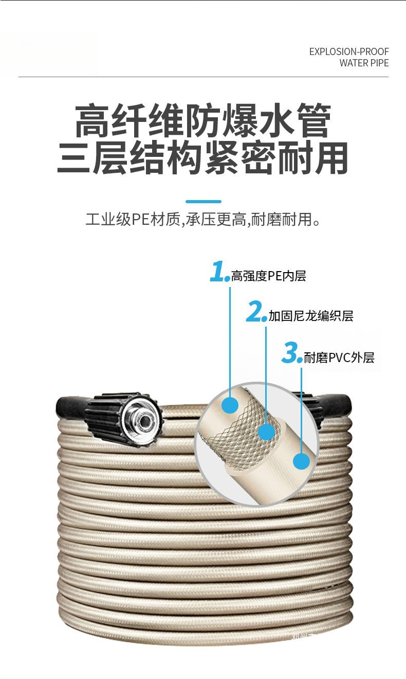 Yunjie Car Washing Machine 220V Household High-Pressure Water Gun Powerful Floor Cleaning High-Power New Type of Booster Cleaning Machine Car Washing Pump