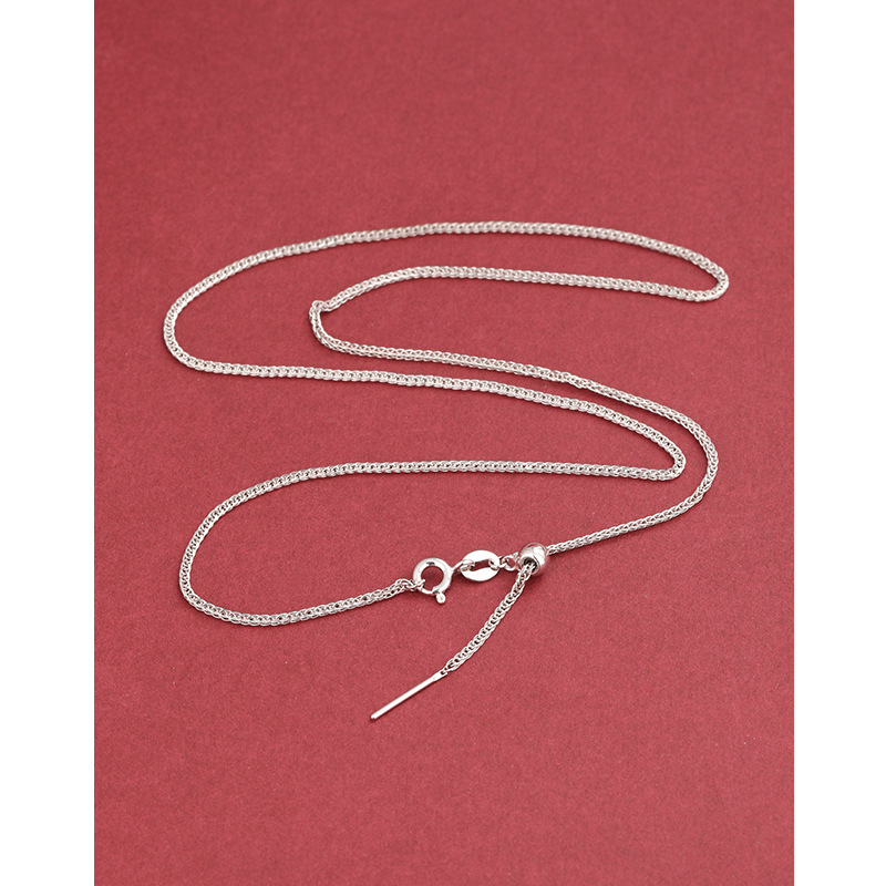 Collar de cadena Chopin de plata de ley 925, cadena universal femenina, cadena de pull, cadena de clavícula, cadena de suéter, colgante de aguja de agujero pequeño de bricolaje