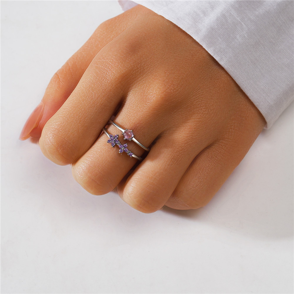 4g Weight Zircon Inlay Material Open Rings Classification Adjustable Ring Size 1 Piece Quantity Daily Occasion 925 Sterling Silver Material Geometric Pattern Women's Gender Plating, Inlay Design Simple Style Style 925 Sterling Silver Zircon Geometric Open Rings 24