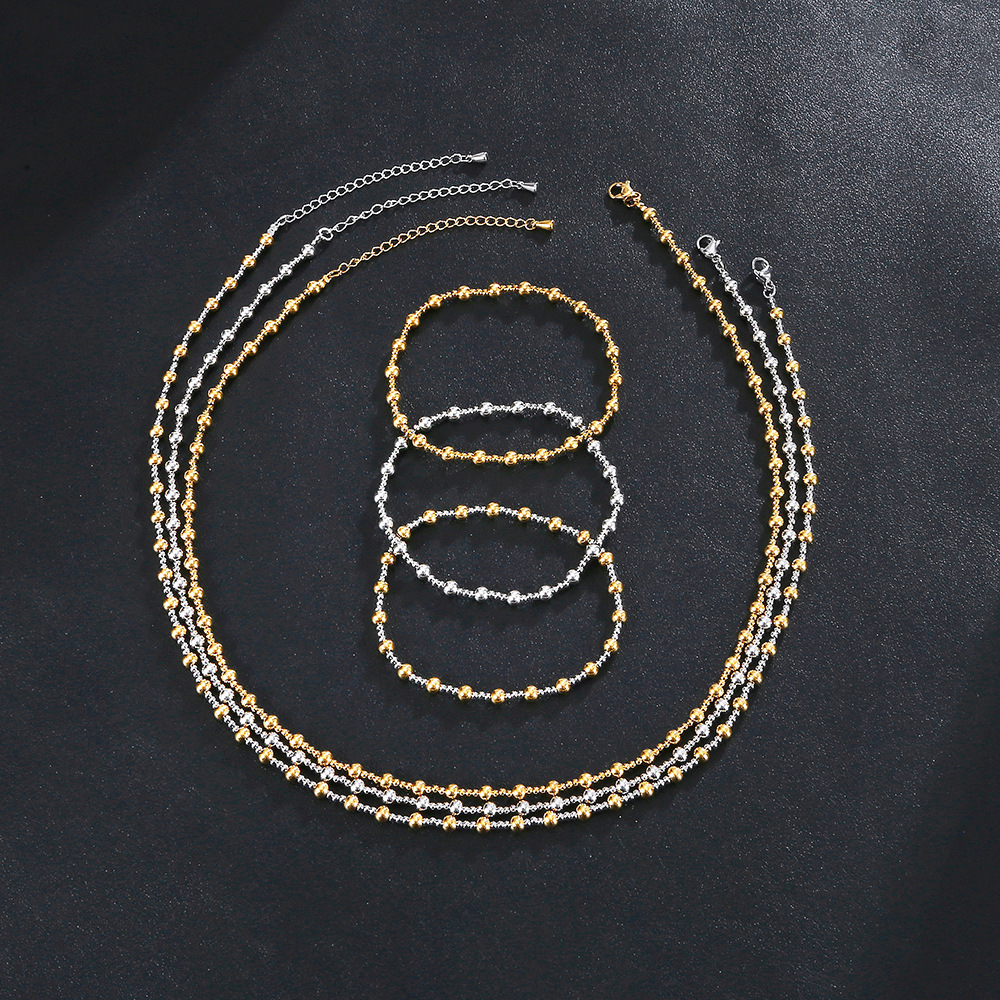 10g Weight Bracelets, Necklace Classification 1 Piece, 1 Set Quantity Holiday, Daily Occasion 304 Stainless Steel Material Geometric Pattern Women's Gender Plating Design Simple Style, Classic Style Style 1 Piece 1 Set 304 Stainless Steel Bracelets Necklace 1