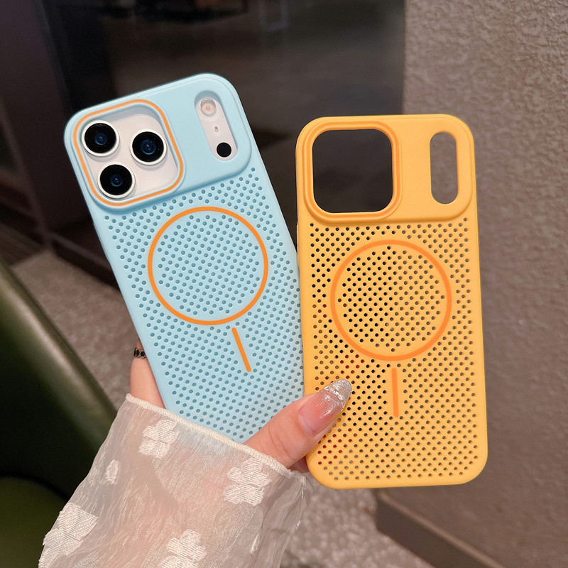 新款撞色超薄散热细圈磁吸适用iPhone17promax手机壳苹果15保护壳|undefined