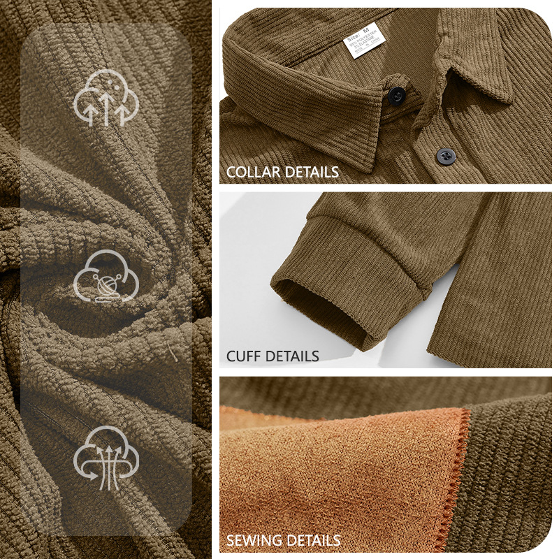Transfronterizos TK primavera y otoño ventas calientes de terciopelo relajado al aire libre larga manga overshirt americano retro hombre suéter