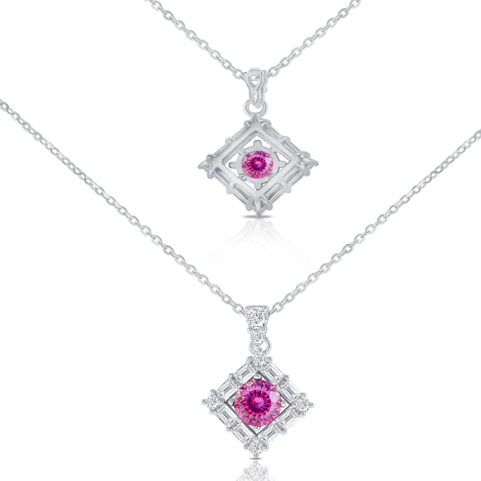 Joyas del día de la madre color rosa moissanite S925 plata esterlina collar colgante universal nicho diseño regalo