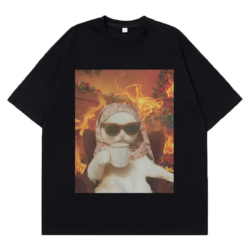Pure Cotton Short-Sleeve T-Shirt for Men, Summer Casual Cotton and Hip-Hop Style T-Shirt for Men and Women, Aesthetic T-Shirt with Cat Design Pure Cotton Short-Sleeve T-Shirt for Men, Summer Casual Cotton and Hip-Hop Style T-Shirt for Men and Women, Aesthetic T-Shirt with Cat Design