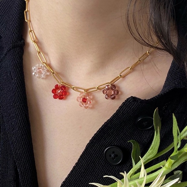 Glass, Copper Material Vacation Sweet Flower Glass Copper Women's Bracelets Necklace