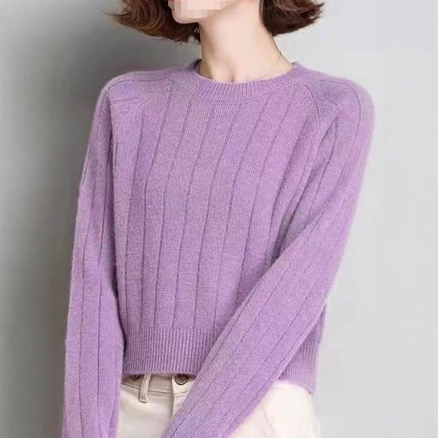 Short Knitwear for Women 2023 Autumn and Winter New Pullover Round Neck High Waist Knitwear with Top and Bottoming Shirt
