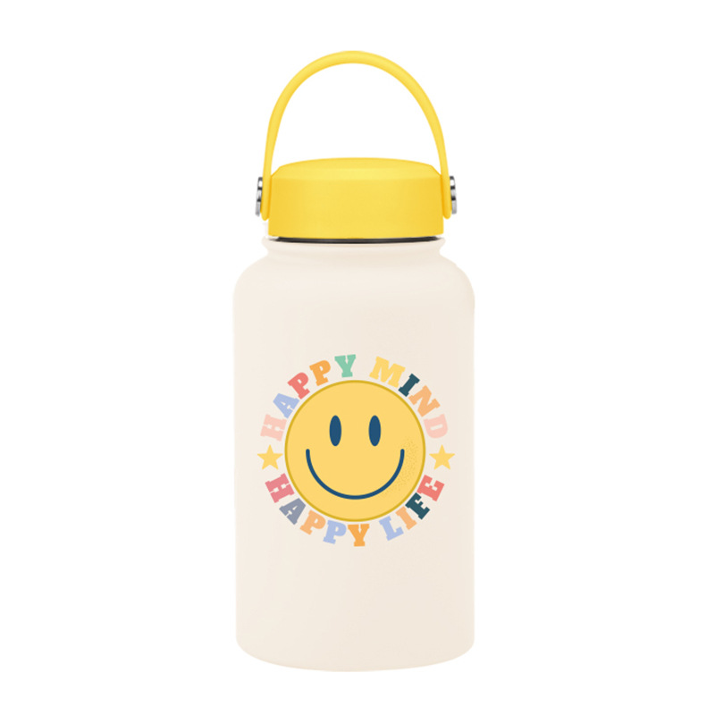 Nueva transfronteriza 650ml taza de vacío de boca ancha portátil de vacío niños estudiante deportes hervidor de agua de impresión al aire libre taza