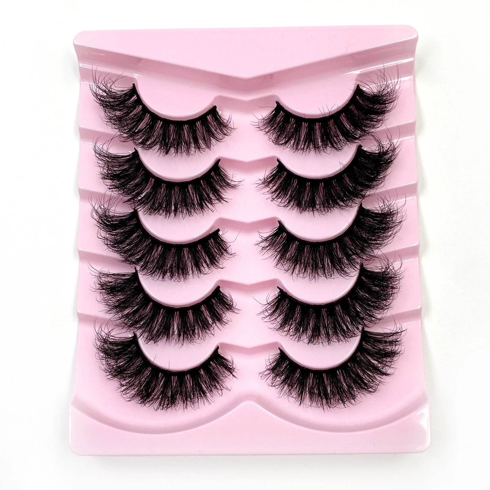 False eyelashes (Shein/Temu/Amazon) D21–D30, thick fluffy messy‑fur styles, multi‑pair trays