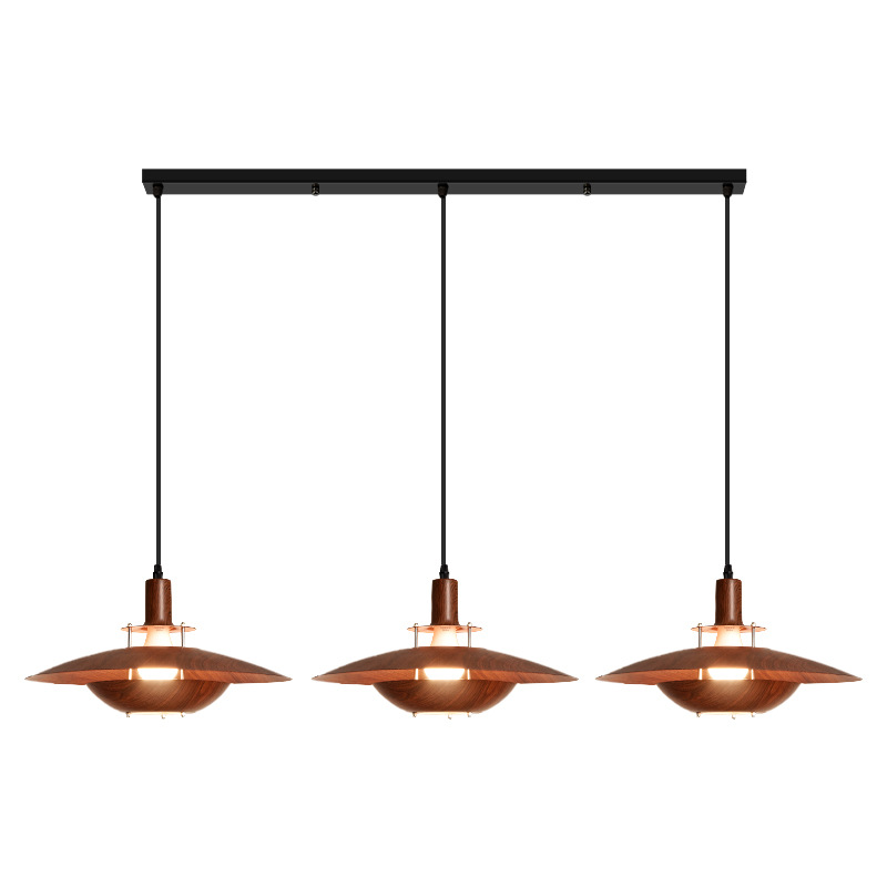 Grand View Garden UFO Restaurant Candelabro Nuevo estilo estilo retro francés de nogal de tres cabezas Mesa de comedor de grano de madera Bar Island Lámpara de mesa L271