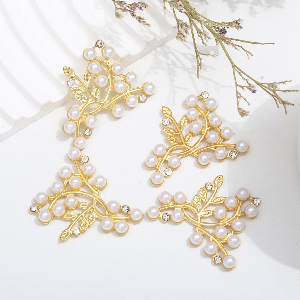 Ancient Style Bridal Fan DIY Jewelry Accessories 37*44 Point Diamond Branch