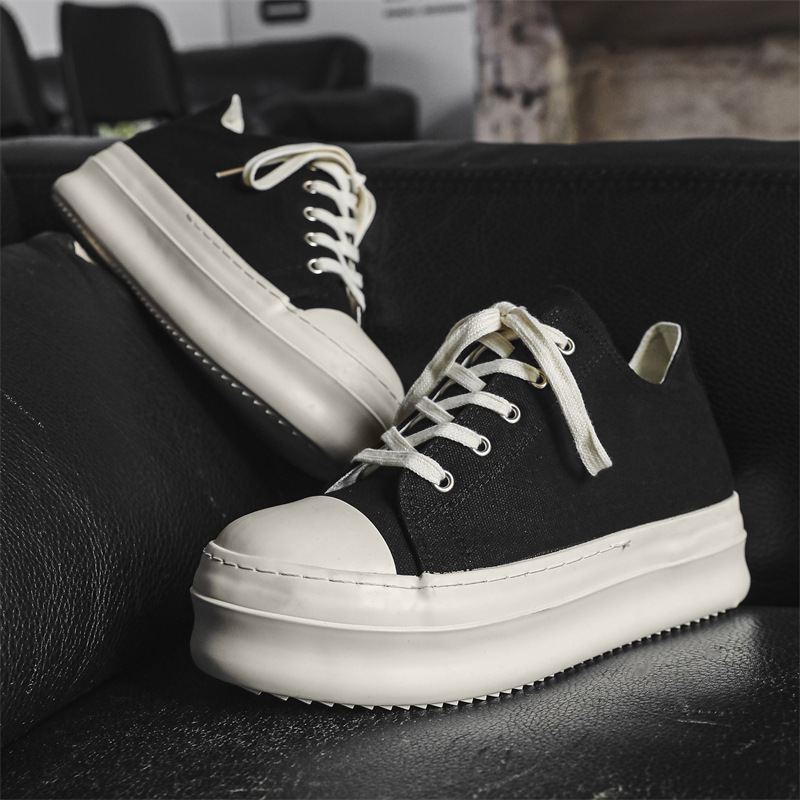 zapatos de lona americana de suela gruesa para hombres zapatos deportivos de la calle alta pareja de skate de cabeza grande para aumentar la altura muffin zapatos de derby para hombres X273