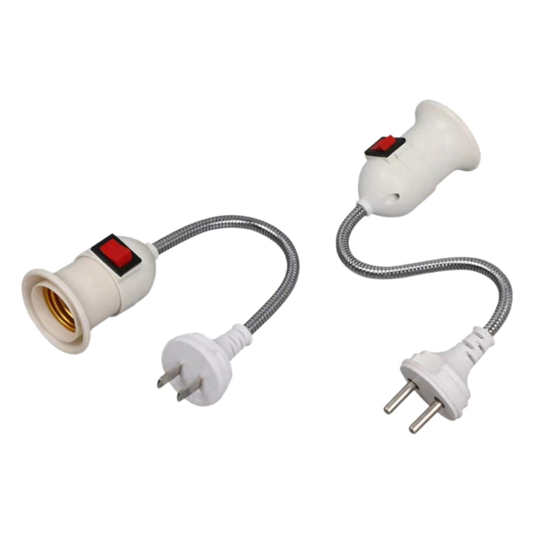 Ventas directas de fábrica dos enchufe universal 360 grados con interruptor independiente manguera E27 tornillo titular la lámpara