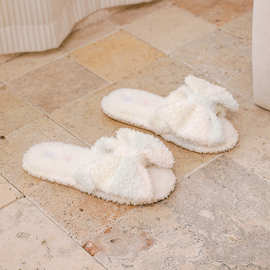 halluci梦幻渐变毛绒蝴蝶结拖鞋 柔软蓬松 搭配防滑鞋底  橡胶底