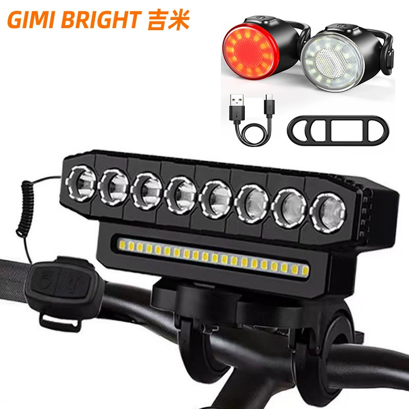 Велосипедный фонарь высокой яркости, велосипедный фонарь для ночной езды, вращающийся ABS, горизонтальный, 8 светодиодов, фара дальнего и ближнего света с звуковым сигналом