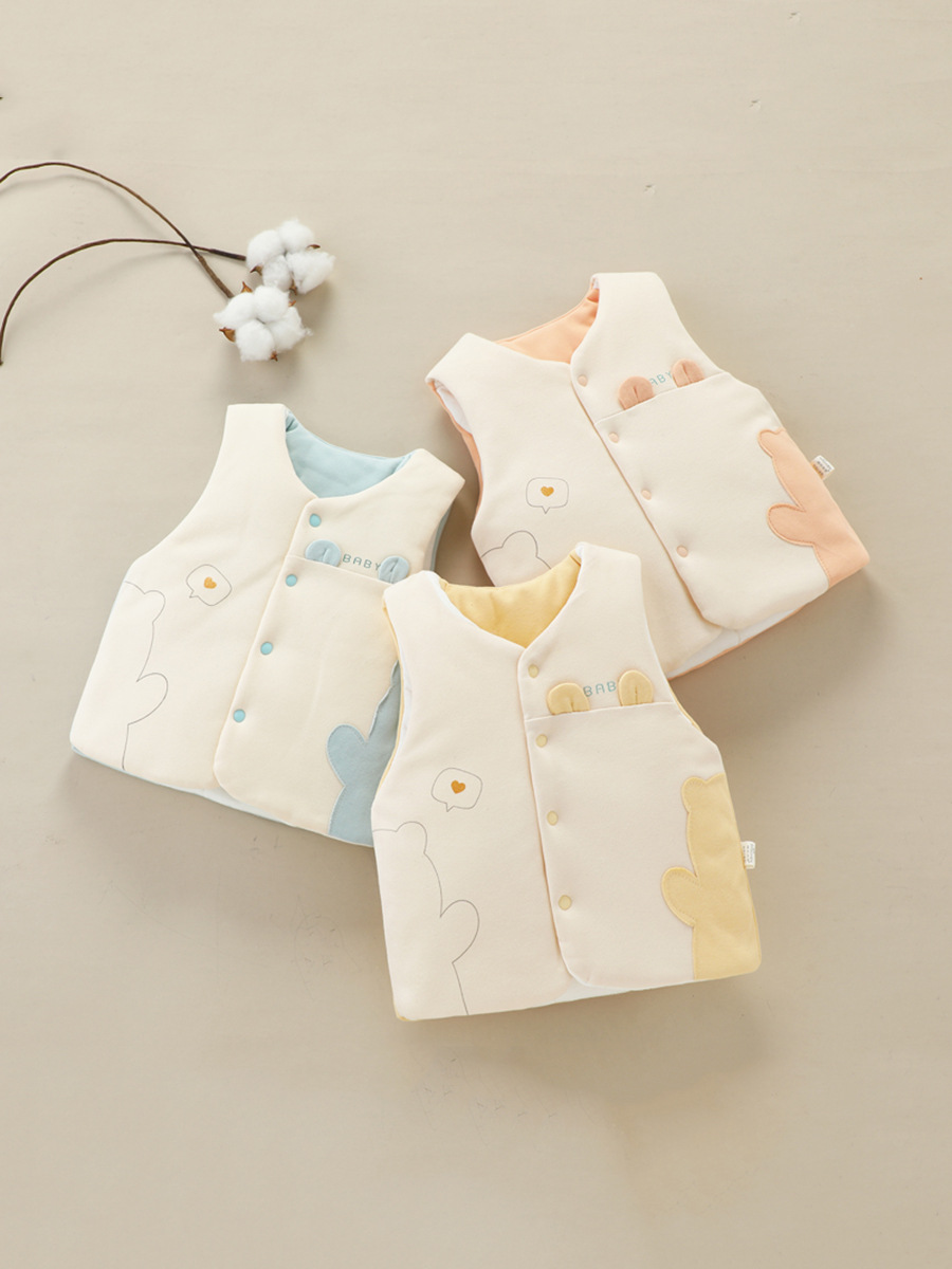 Baby vest autumn and winter quilted thickened baby spring and autumn pure cotton outer wear class a Boys and Girls warm vest