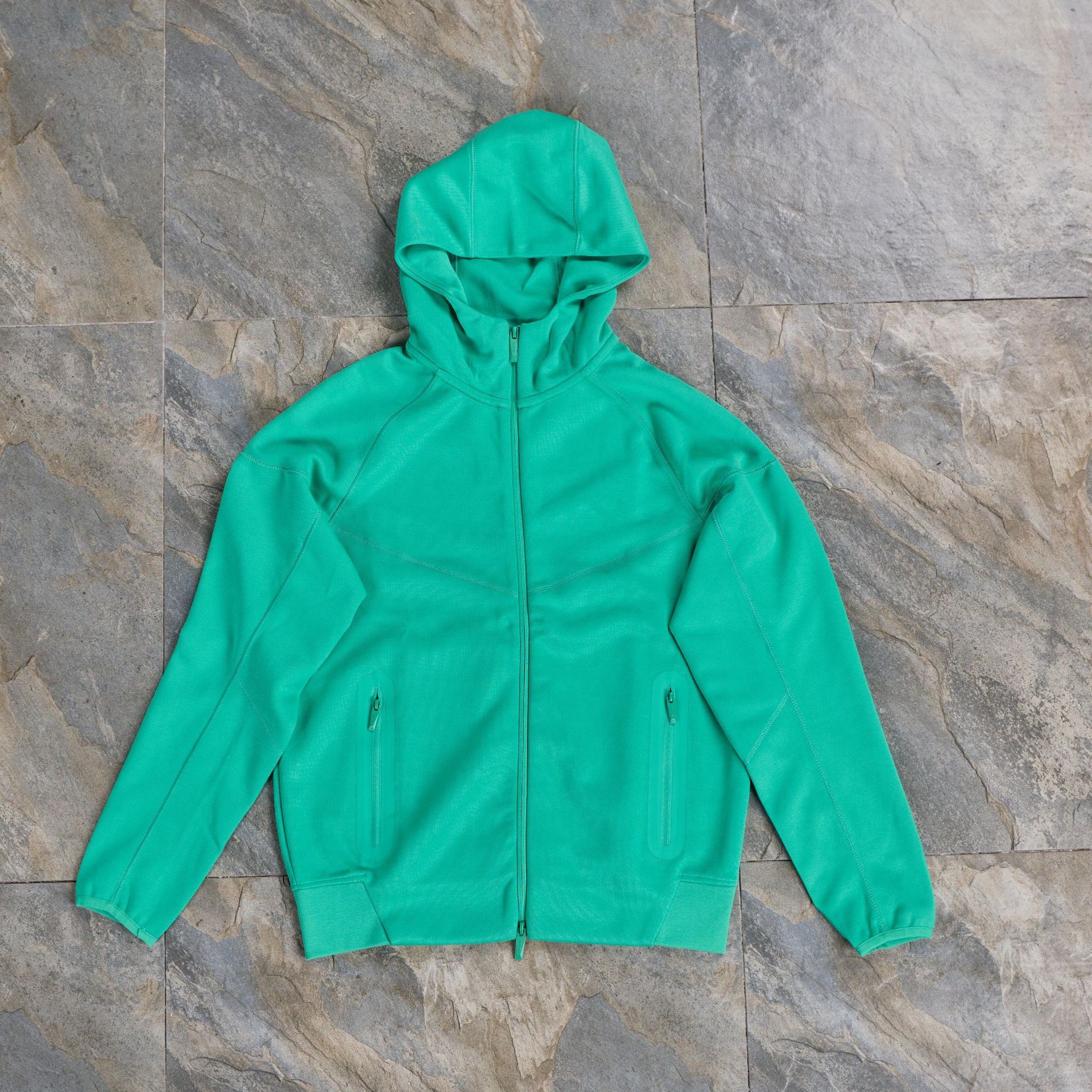 24 años transfronterizos hombres primavera y otoño nueva cremallera encapuchado chaqueta casual tricolor impresión de moda deportiva running suéter