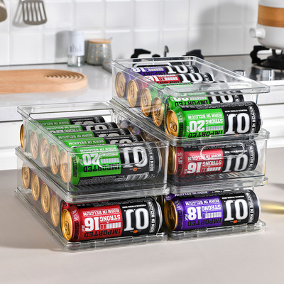 goods in stock Refrigerator Beer Drinks Arrangement transparent PET storage box kitchen Cans Food storage box wholesale