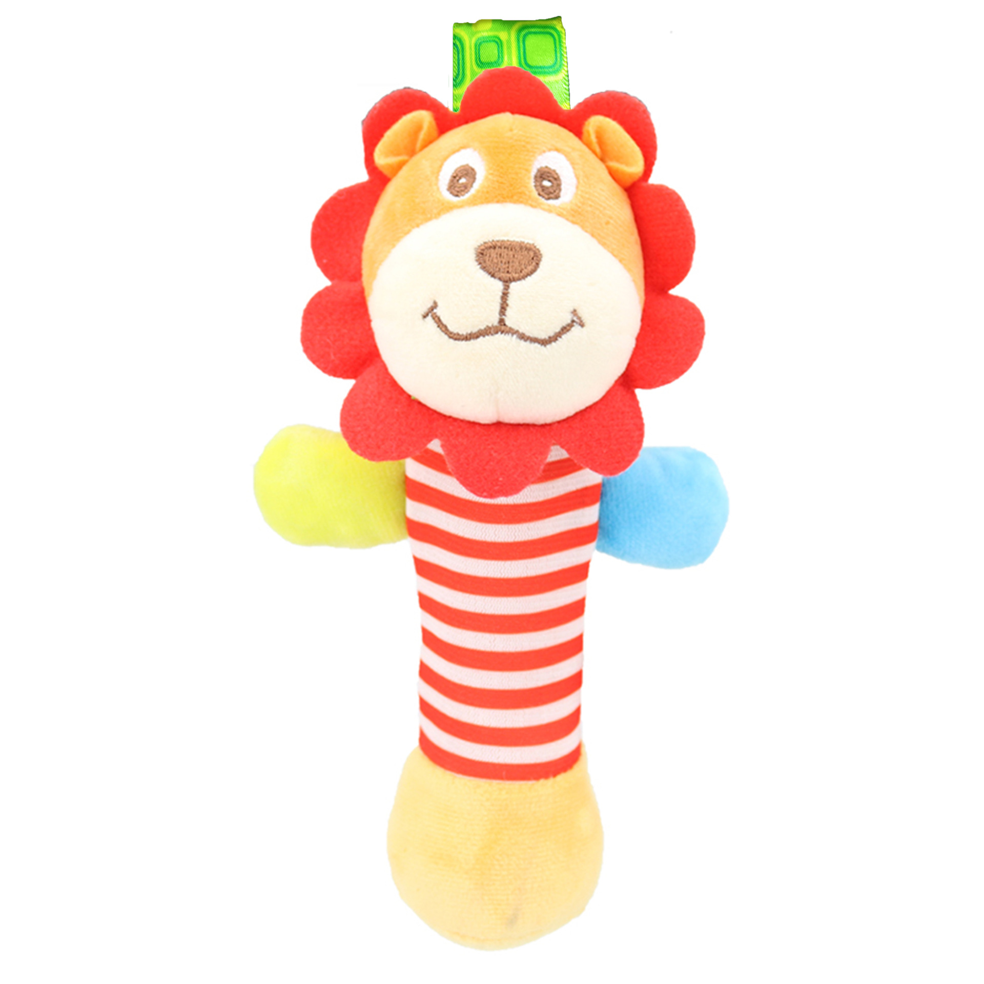 Fábrica al por mayor earthmama juguete infantil animal mano sacudida palo con BB dispositivo mano tambor calmante muñeca