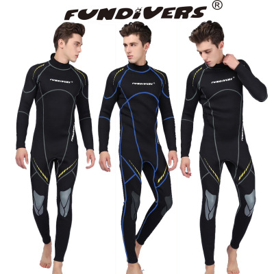 FUNDIVERS新款潜水服男3MM连体潜水衣冲浪服潜水用品冬泳衣