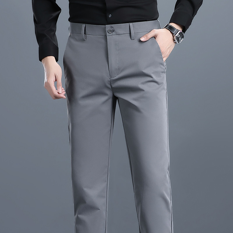 Pantalones para hombres, ropa formal recta sin planchar de negocios de primavera, pantalones casuales delgados de mediana edad, pantalones de trabajo de viaje profesional image 11