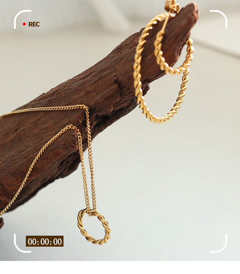 Fashion Twist Titanium Steel Plating Earrings Necklace