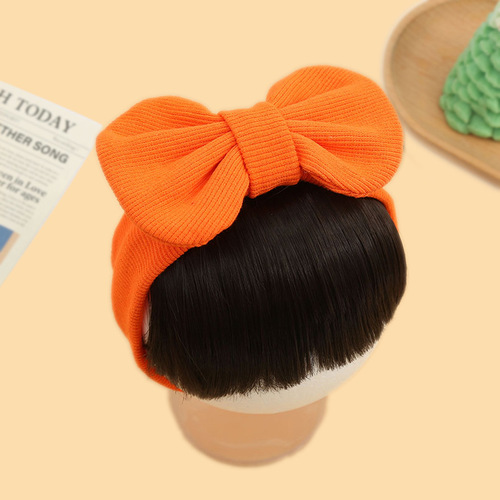 Children's ribbed wig bangs headband infant bow headband headwear baby fontanel protection cotton headband jewelry