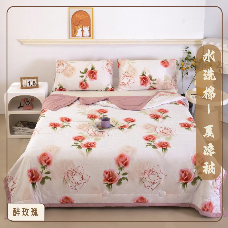 워시드 코튼 서머 퀼트 - 드렁큰 로즈