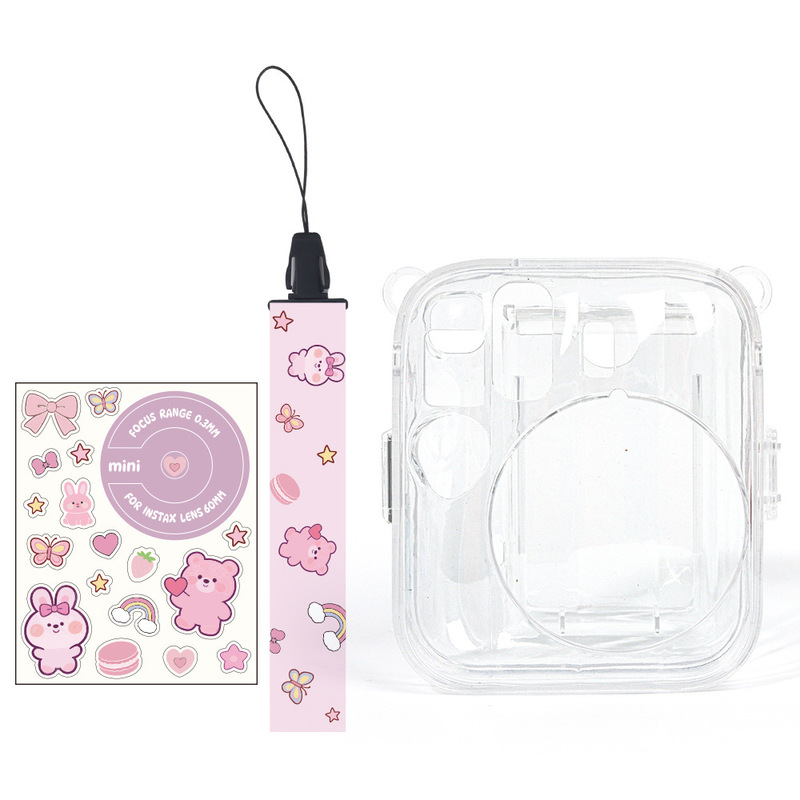 Suitable for Polaroid Mini13 Crystal Case Photo Bag Protective Case Three-In-One Set with Strap, Rope, and Sticker Three-Piece Set Suitable for Polaroid Mini13 Crystal Case Photo Bag Protective Case Three-In-One Set with Strap, Rope, and Sticker Three-Piece Set