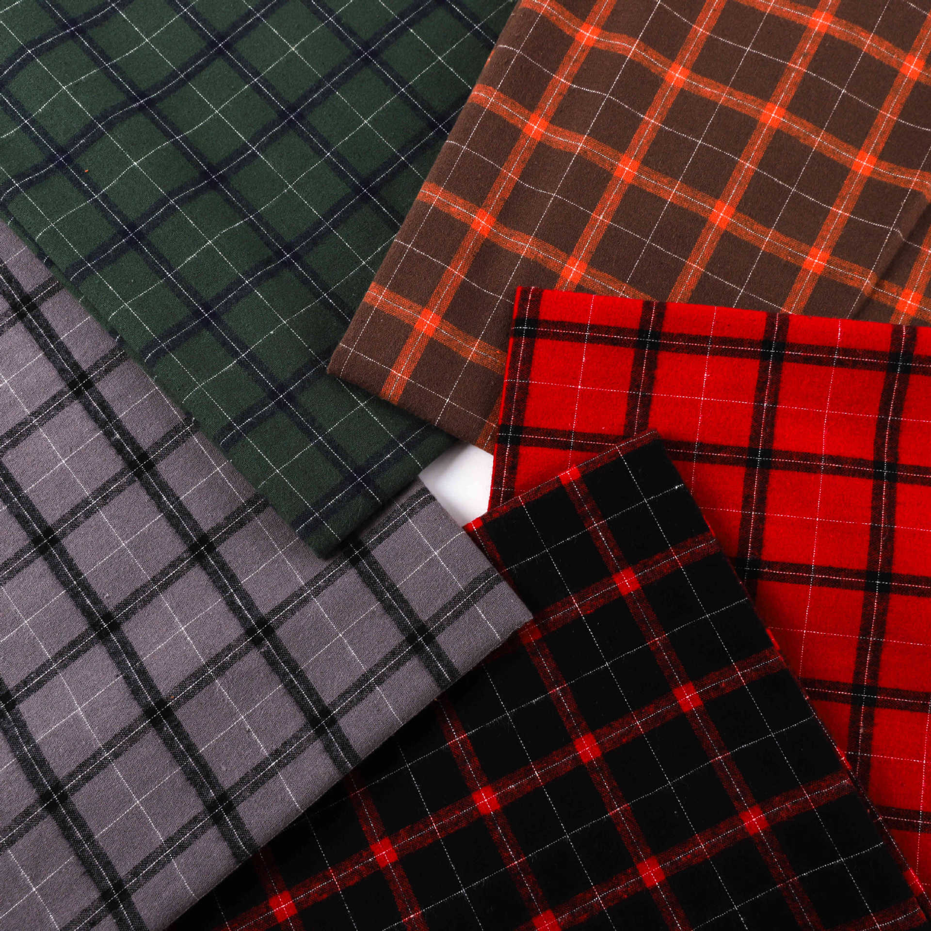 现货家纺格子绒布套格格大衣梭织法兰绒色织双色套色齐全柔软