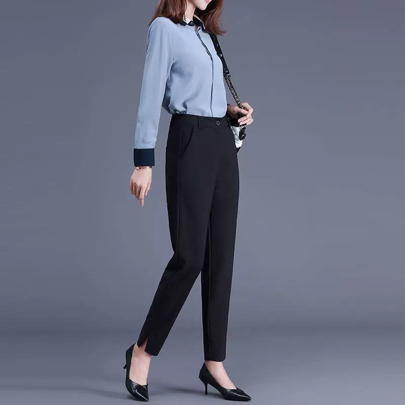 Summer autumn apricot fitted trousers, oversize