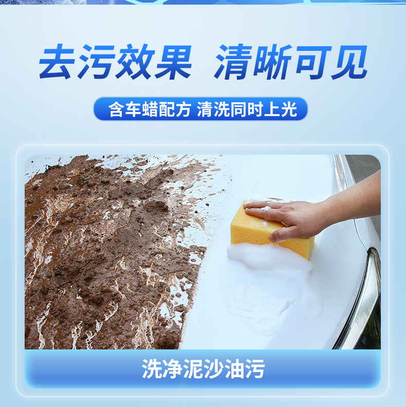 Car Wash Liquid, Water Wax, Decontamination Brush, Complete Set of Car Cleaning Tools, No-Wipe High-Foam Car Wash Liquid, Water Wax