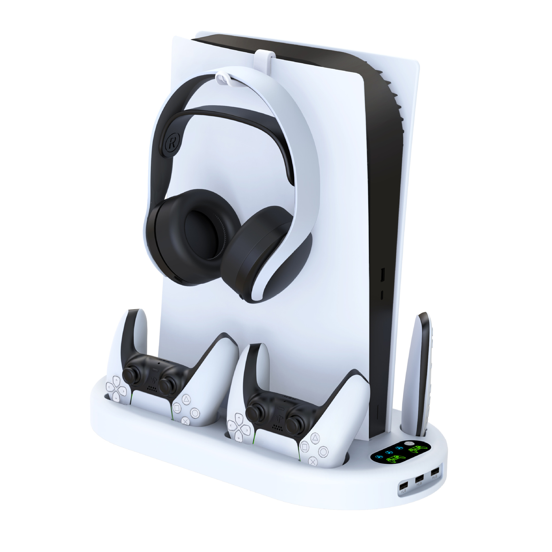 Base de carga y refrigeración para PS5, soporte de carga para el control de PS5, soporte multifuncional, disipación de calor inteligente y eficiente