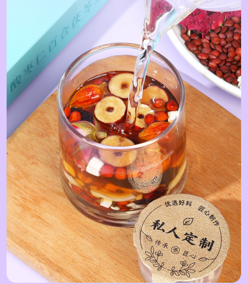 Sour Jujube Seed Lily Poria Herbal Tea 150g Portable Evening Blend specifications