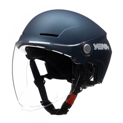 New National Standard wild horse Motosiklet kaskı (dəbilqə) - matte-blue-with-long-transparent