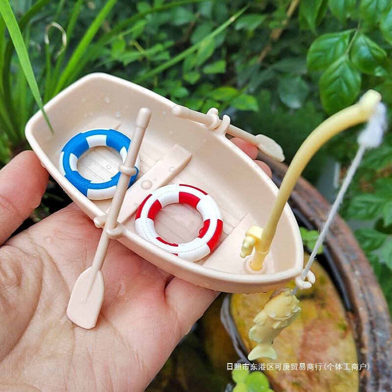 ミニボート水泳リング釣り漁船水槽フローティング造園モデルおもちゃマイクロ風景 diy 装飾品卸売|undefined