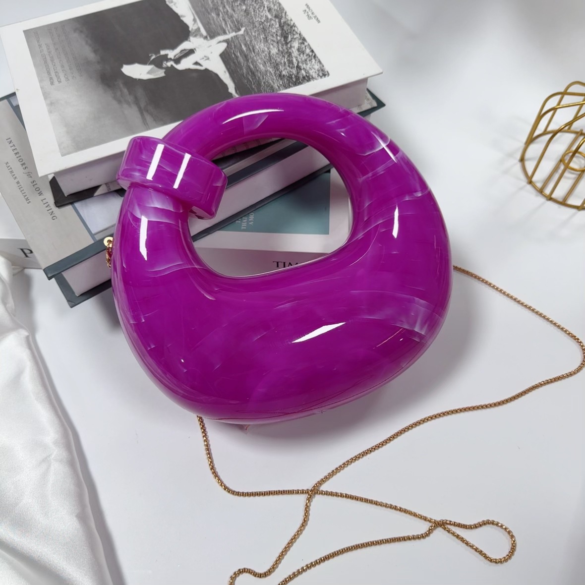 Europa y los Estados Unidos lujosos transfronterizos bolsas de cena de damas mármol mono nudo bolsas de mano de moda acrílico bolsas de cena