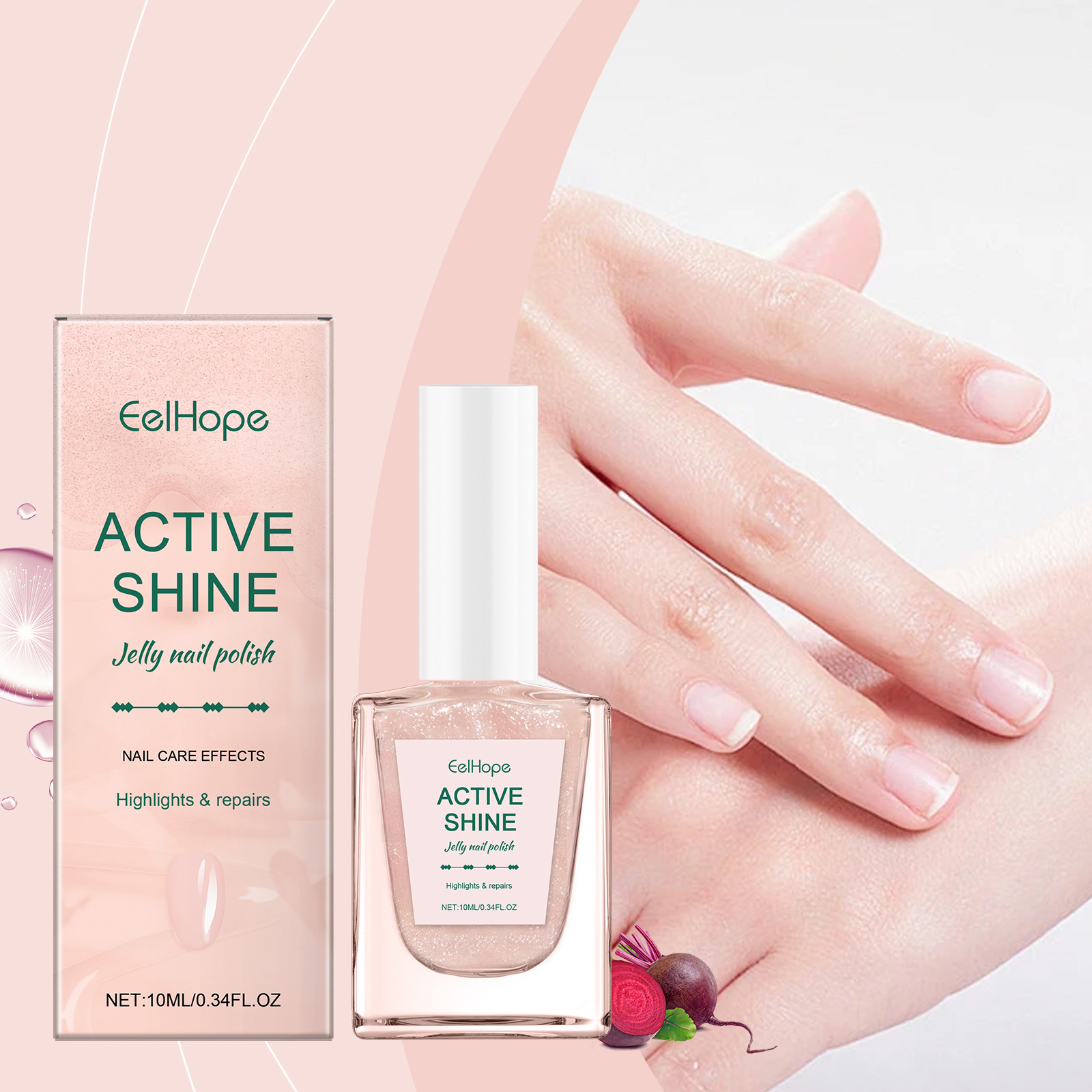 Eelhope Jelly Nail Polish Transparent Pink Water-Based Nail Polish Autumn and Winter Color Whitening Fine Glitter Girly Pink
