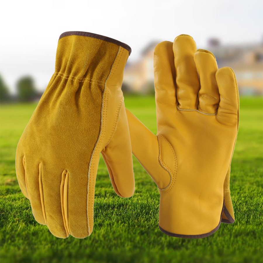 Guantes de jardinería de piel de vaca guantes de conducción antideslizantes y resistentes al desgaste guantes de soldadura eléctrica