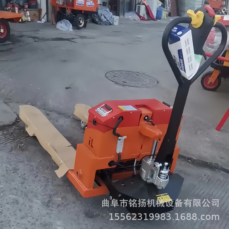 2T新款式农用拖车 半电动仓库托盘装卸车 尼龙钢轮手动叉车