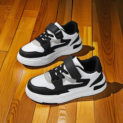 Cross-border Bestselling Children's Sneakers for Boys and Girls, 2024 Spring Collection, Leather Panel Shoes for Middle-Aged Children, Casual Shoes