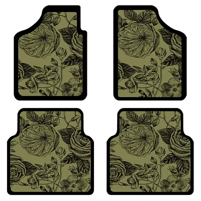 Car Floor Mats for All Seasons, Universal Foot Pad - brocade-green-main-driver-co-pilot-two-piece-set