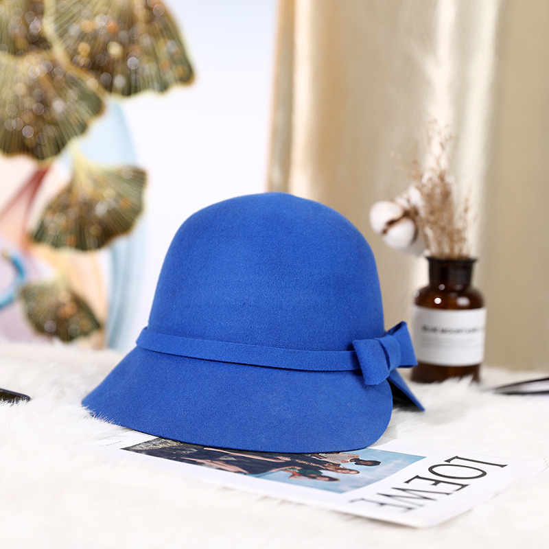 Sombrero de otoño e invierno pura lana estilo Coreano Japonés personalidad la moda brecha arco pequeño sombrero cúpula en stock al por mayor