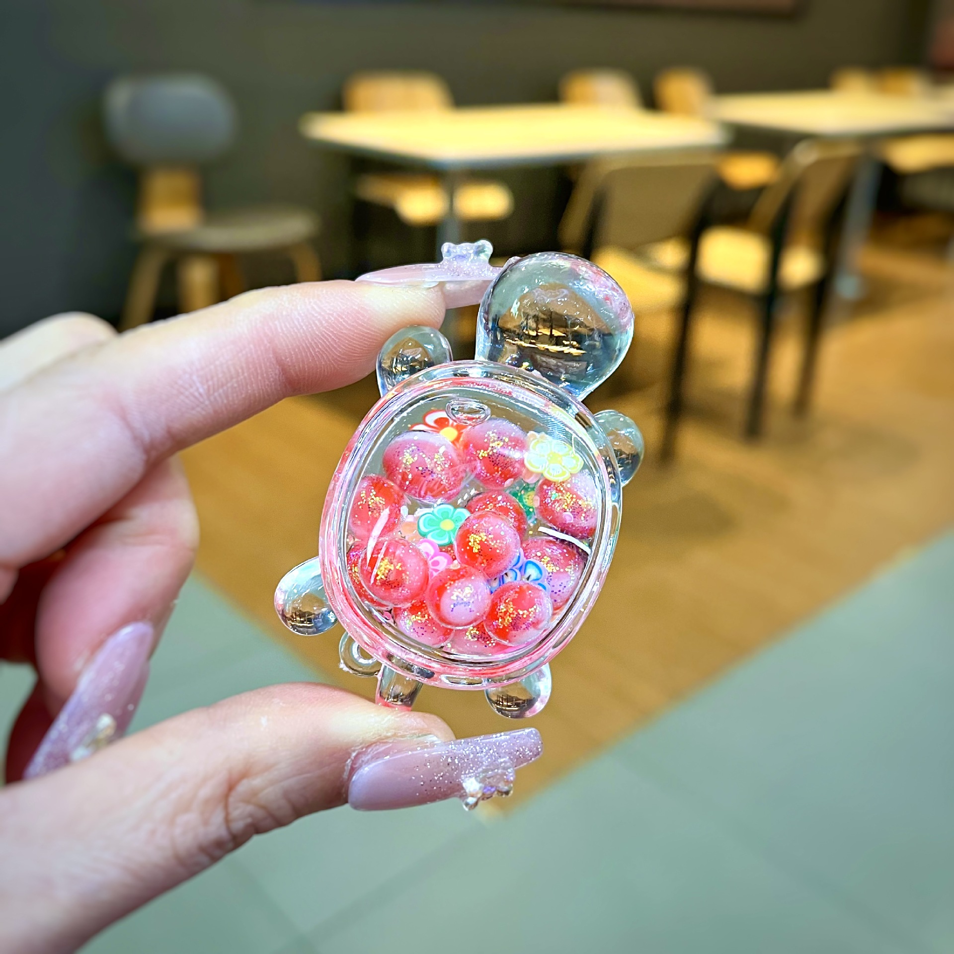 작은 야광 버블구슬 거북이 [레드]