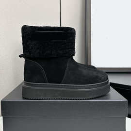 2025秋冬新款冬季时尚圆头雪地靴女百搭保暖抗寒防滑厚底短靴女