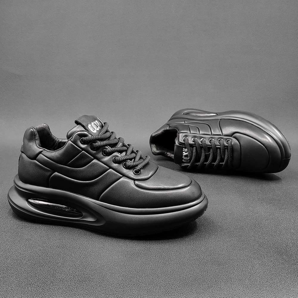 Leather sneakers, shoes, footwear for leisure, cowhide, autumn, European style, genuine leather