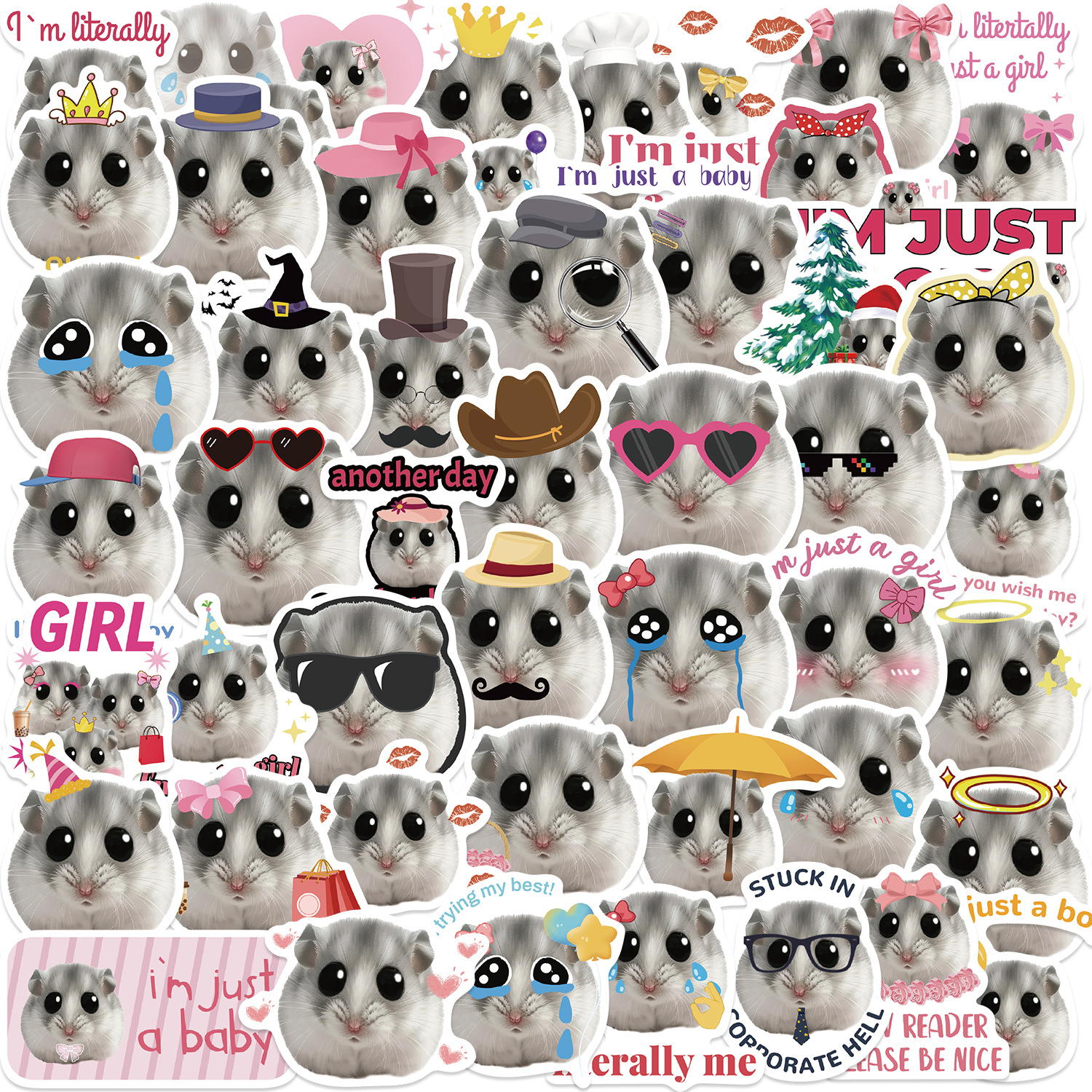 22g Weight Stickers Stationery Type 1 Set Quantity Learning Occasion PVC self-adhesive Material Hamster Pattern Cute Style 1 Set Hamster Learning PVC Self-adhesive Cute Stickers 7