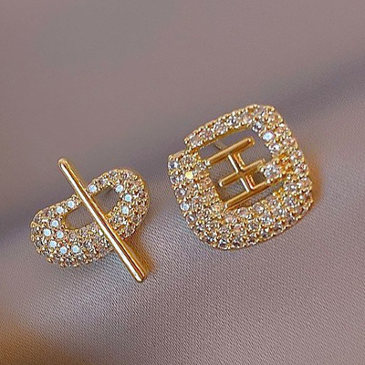 2022 Guochao Ear Studs A small minority Sense of design China chinese characters Diamond S925 Silver needle Ear Studs Net Red Earrings